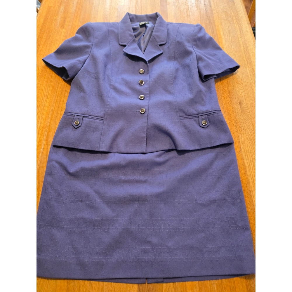 Vtg Morgan Taylor Women 16P Petite Royal Purple Pencil Skirt Career Church Suit